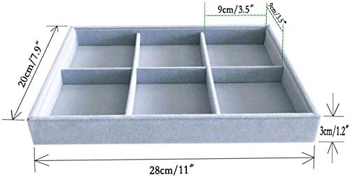 6-Grid Stackable Premium Quality Grey Velvet Jewelry Organizer Multi Function - Image 4