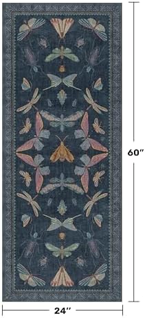 Vintage Navy Blue 2x5 Runner Rug, Washable Insect Carpet - Image 2