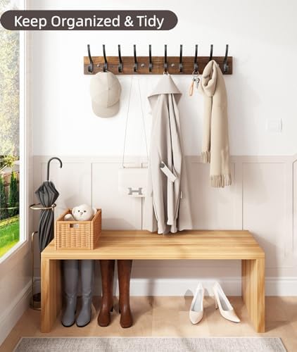 Optish 2 Pack Wooden Coat Rack Wall Mount, 16.1" Rustic Coat Hanger Hooks - Image 5