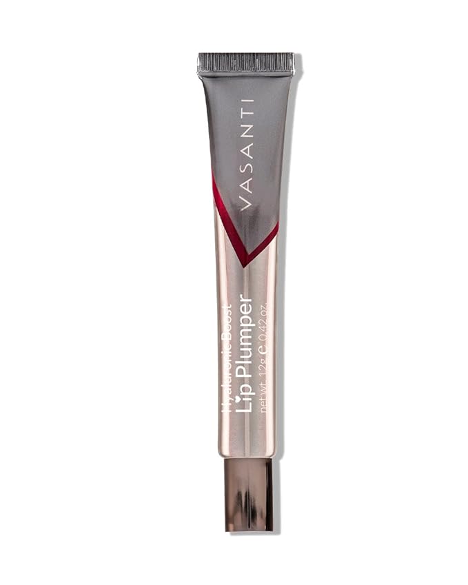 VASANTI Lip Plumper Hyaluronic Boost - Glossy, Non-Sticky, Paraben-Free, Hydrates, Softens and Volumizes Lips Natural Lip Plump Enhancer (Tone Down - Nude Brown)