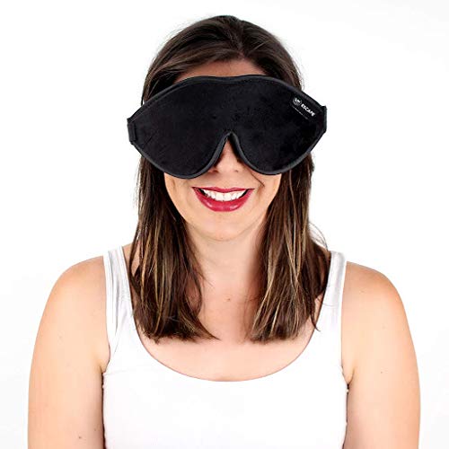 Dream Essentials - Escape 3D Sleep Mask, Earplugs and Carry Pouch Set, Molded Eye Shade for Men and Women, Contoured, Nose Bridge, Light Block, Memory Foam, Gift Set, Travel, Yoga, Blindfold - Black