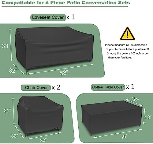 Gasadar 4-Piece Patio Furniture Covers Set, Waterproof Outdoor Furniture Set - Image 2