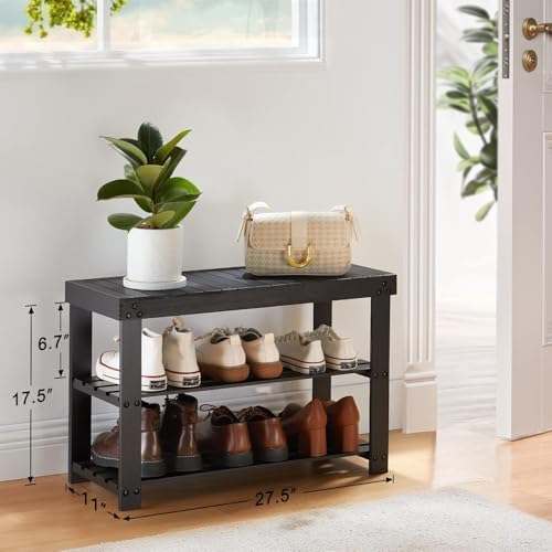 Pipishell 3 Tier Bamboo Shoe Rack Bench - Image 3