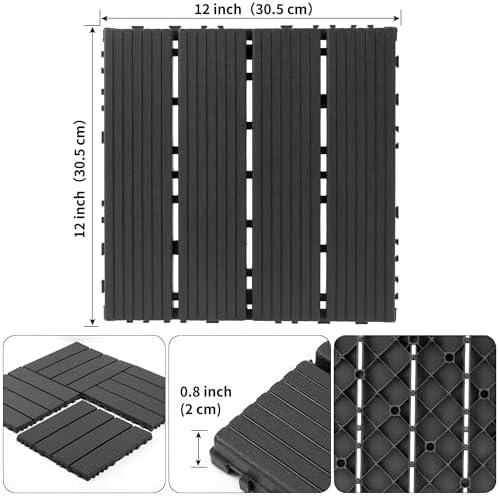 Plastic Interlocking Deck Tiles, 44 Pack, Non-Slip Patio Floor Decking Tiles - Image 2