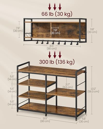 VASAGLE Hall Tree with Shoe Bench, 12 Metal Hooks, 4-Tier Shoe Rack - Image 3