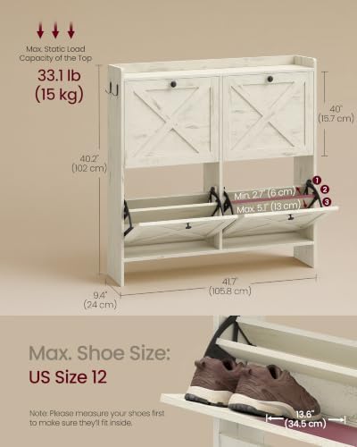 VASAGLE Narrow Shoe Storage Cabinet Organizer - Image 2