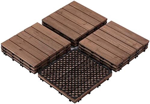 Topeakmart 12x12in Interlocking Wood Deck Tiles 11PCS Flooring by Topeakmart