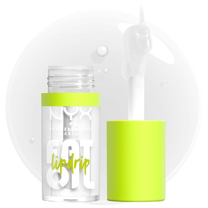 NYX PROFESSIONAL MAKEUP Fat Oil Lip Drip, Moisturizing Lip Oil Gloss, Vegan Tinted Formula, Up to 12 HR Hydration - My Main (Clear)
