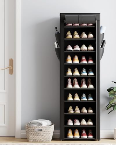 Kitsure 10-Tier Shoe Rack with Cover, Vertical Shelf, 17.5" Wide - Image 2