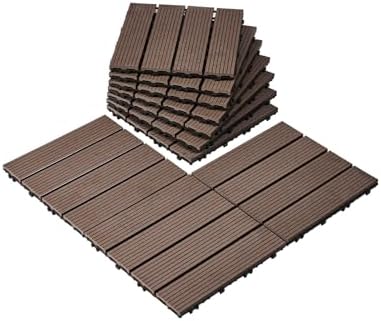 VEVOR Interlocking Deck Tiles Plastic Wood, 10 Pack, Patio Floor Decking by VEVOR