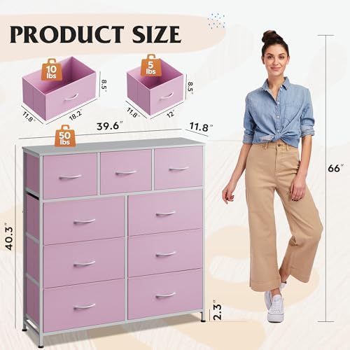 WLIVE 9 Drawer Dresser for Bedroom, Tall Chest of Drawers - Image 3