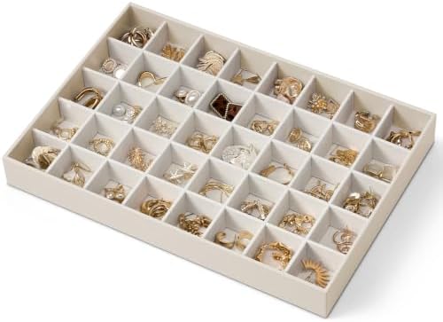 VLANDO Stackable Jewelry Tray, Soft Velvet, Removable Dividers by VLANDO