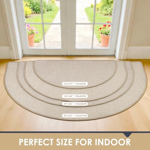 Door Mat 36" x 24", Half Circle Non Slip Washable Entry Rug, Low Profile - Image 2