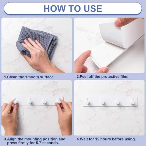 Key Holder with 4 Hooks, Adhesive Key Hanger Organizer - Image 5