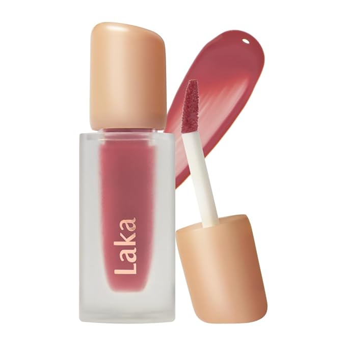 Laka Fruity Glam Tint, 4.5g/0.15 oz., Glowing Lip Stain with Wide Color Spectrum, Hydrating & Lightweight Texture, Long-Lasting Bold Stain, Non-Sticky, Vegan, K-Beauty (#122 Rosy Rose)