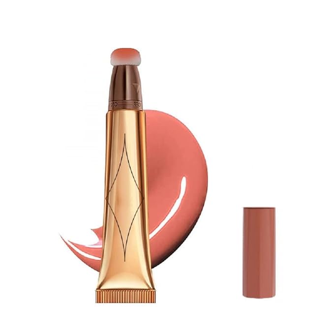Liquid Blush Beauty Wand, Cream Blush Stick,Face Concealer Contouring Shaping,Long Lasting & Smooth Natural Matte Finish,with Cushion Applicator Attached Easy to Blend.(02# Peach Pink)
