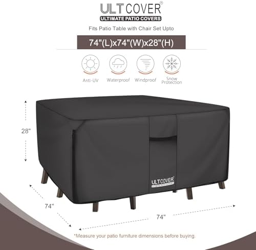 ULTCOVER Waterproof Patio Furniture Cover 74L x 74W in - Image 2