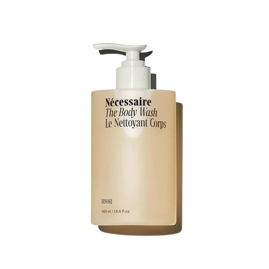 Nécessaire The Body Wash Hinoki. Natural Body Wash for Women & Men, Softening Shower Gel with Gentle Exfoliating Acids AHA/BHA/PHA. Gel Cleanse,16.9 fl oz