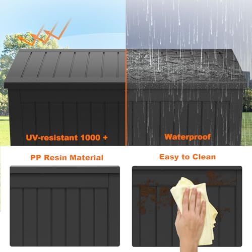 PatioZen 281 Gallon Large Resin Deck Box, Lockable Outdoor Storage Box - Image 7