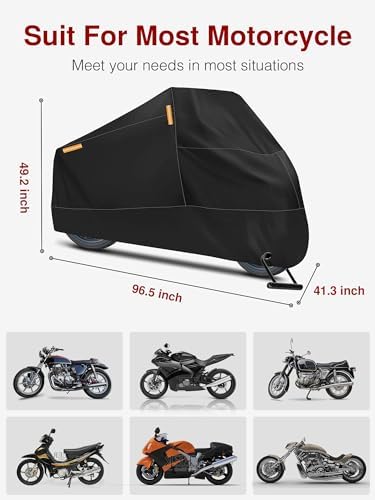 Puroma Motorcycle Cover Heavy Duty Scooter Cover Waterproof Outdoor All Season - Image 2