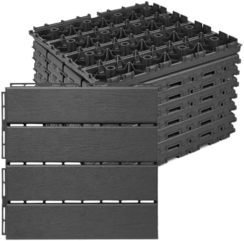 ToLanbbt Plastic Interlocking Deck Tiles 9 Pack 12"x12" Waterproof Indoor by ToLanbbt