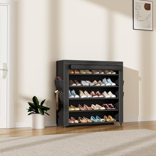 LANTEFUL Shoe Rack with Covers 5 Tier Tall Shoe Rack Organizer Large Capacity - Image 2