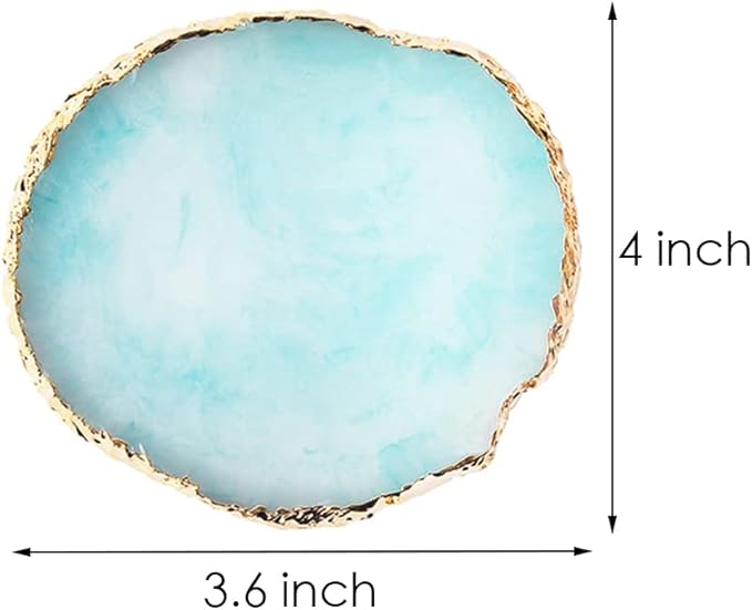 Resin Nail Art Palette, Nail Art Painting Mixed Color Palette Gold Edge Nail Gel Color Makeup Display Board (3#Blue)