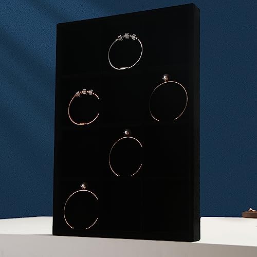 Coward 2PC Black Velvet Stackable 12 Grids Jewelry Organizer Tray Bracelet - Image 3
