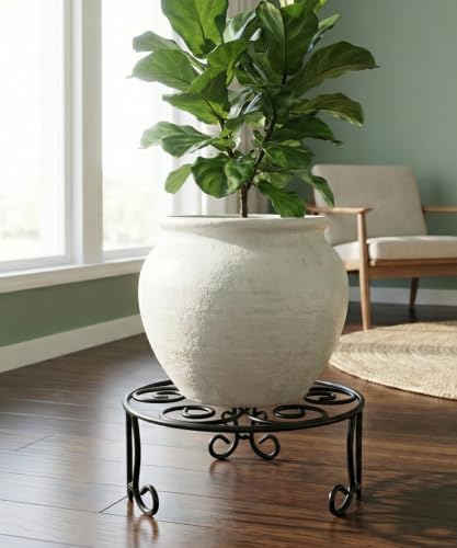 2 Pack Iron Plant Stand Low Profile, 13 Inch Diameter Wide Round Metal Flower - Image 5