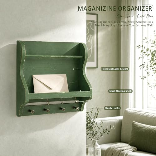 Pine Wood Mail Organizer Wall Mount - Image 4