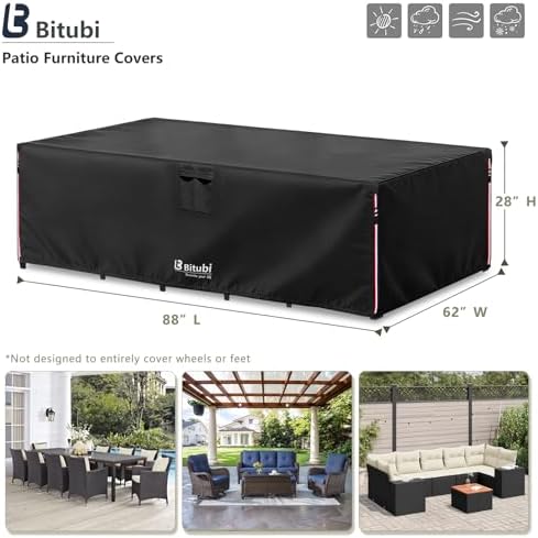 Bitubi Rectangular Patio Table Cover - Image 2