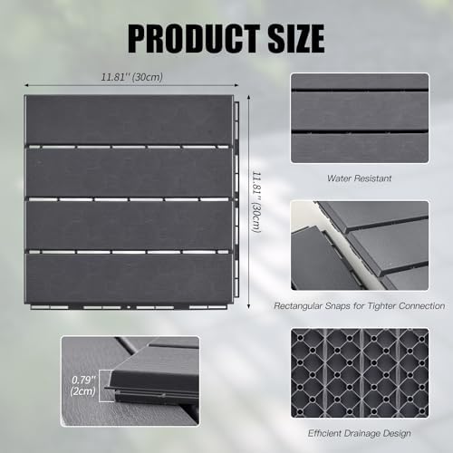 9 Pcs Plastic Interlocking Deck Tiles 12“x 12” - Image 2