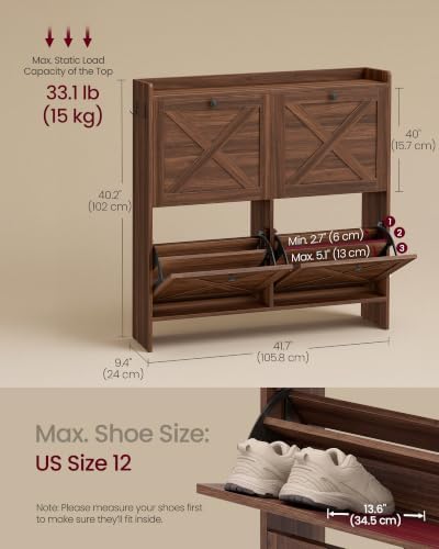 VASAGLE Narrow Shoe Storage Cabinet Organizer - Image 2