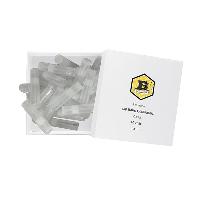 Lip Balm Containers, Round Tubes | Pack of 40 | Clear, 0.15oz Containers with Caps, Made in USA | For DIY Lip Stick, Homemade Lip Balms