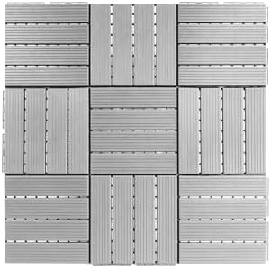 FloorPops Straight Groove Interlocking Deck Tiles, Light Grey by FloorPops