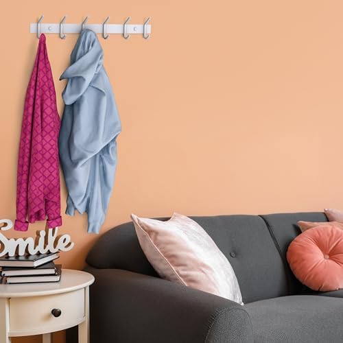 White Coat Rack Wall Mount – 17 Inch Stainless Steel Hook Rail - Image 5