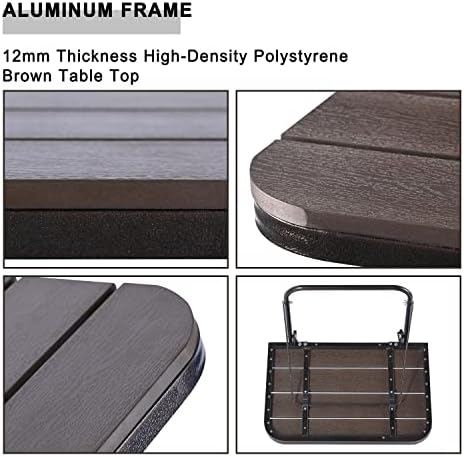 Balcony Railing Table Outdoor Hanging Folding Brown Aluminium Metal Side Table - Image 6
