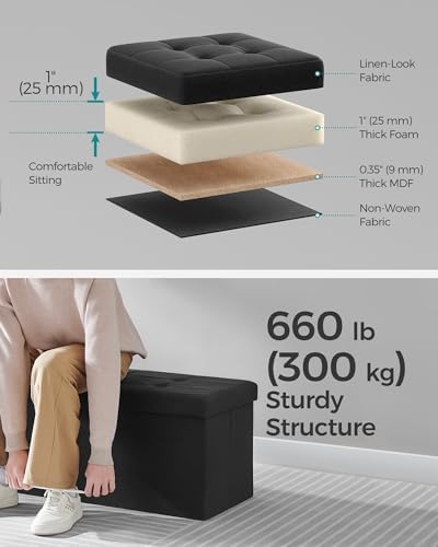 SONGMICS 43.3 Inches Storage Ottoman, Foldable Bench - Image 4