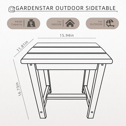 GARDENSTAR Adirondack Square Side Table, one-Tier Outdoor end Table, Patio Side - Image 3