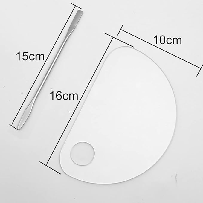 Set of 2 Semicircle Acrylic Makeup Palette and Metal Spatula Acrylic Cosmetic Palette Cosmetic Artist Palette Mixing Palette with Spatula Nail Art Eye Shadow Lipsticks Mixing Makeup Tools