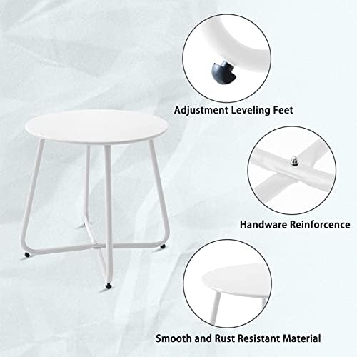 Outdoor Table Small Patio Side Table Waterproof Round Metal Side Table Weather - Image 4