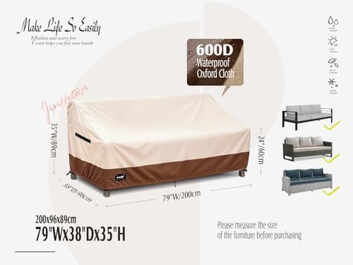 JinHrtoyi 3-Seater Outdoor Couch Cover, 79Wx38Dx35H inches Outdoor Furniture - Image 2