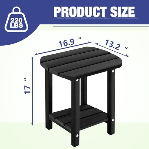 LZRS 2-Tier Patio Side Table, Heavy Duty HDPE Outdoor End Table - Image 3
