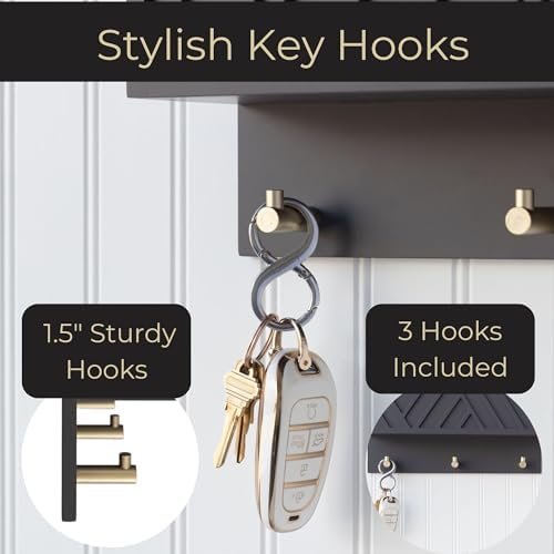 BLU MONACO | Wall-Mounted Mail and Key Holder in Grey Wood | Two-Tier Mail - Image 5
