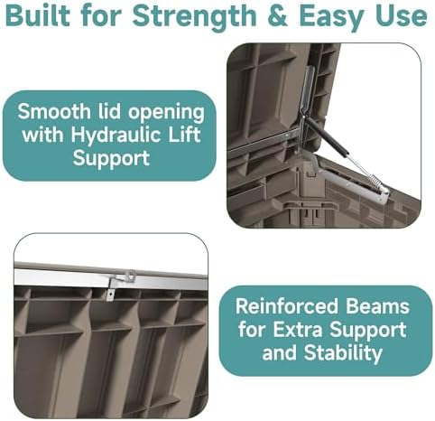 230 Gallon Waterproof Outdoor Storage Box, UV Resistant Resin Deck Box - Image 6