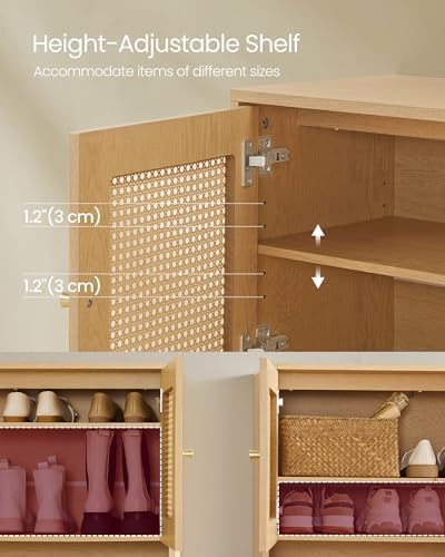 VASAGLE 3-Tier Shoe Cabinet, Bohemian Freestanding Storage Organizer - Image 5