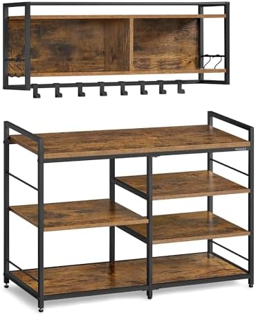 VASAGLE Hall Tree with Shoe Bench, 12 Metal Hooks, 4-Tier Shoe Rack - Image 7