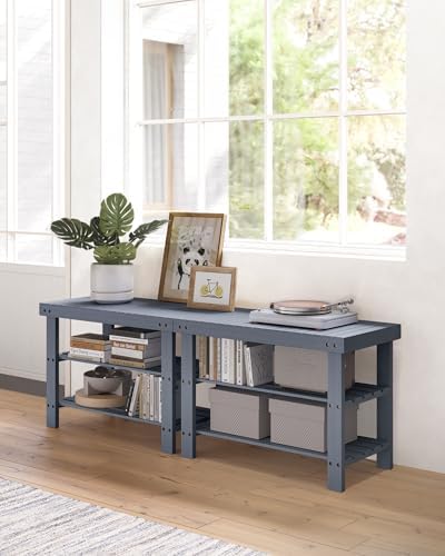 SONGMICS Shoe Rack Bench, 3-Tier Bamboo Entryway Bench, 27.6 Inches Width - Image 5