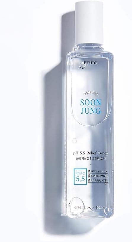 ETUDE SoonJung pH5.5 Relief Toner, Toner for Face, Hydrating Toner for Sensitive Skin, Vegan Face Toner, Panthenol, Madecassoside, Moisturizer, Korean Skin Care, Korean Toner, Beauty (6.76 Fl Oz)
