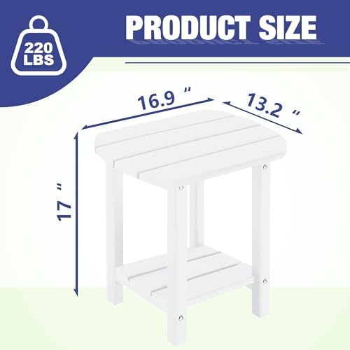 LZRS 2-Tier Patio Side Table, Heavy Duty HDPE Outdoor End Table - Image 3